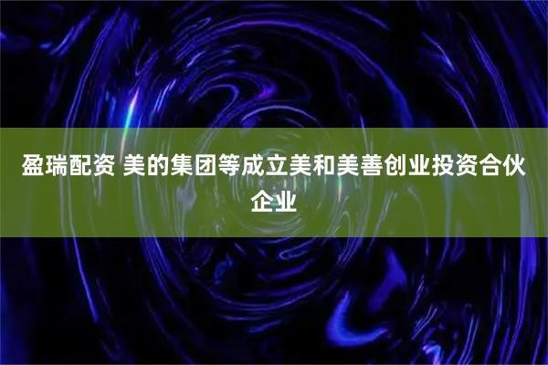 盈瑞配资 美的集团等成立美和美善创业投资合伙企业